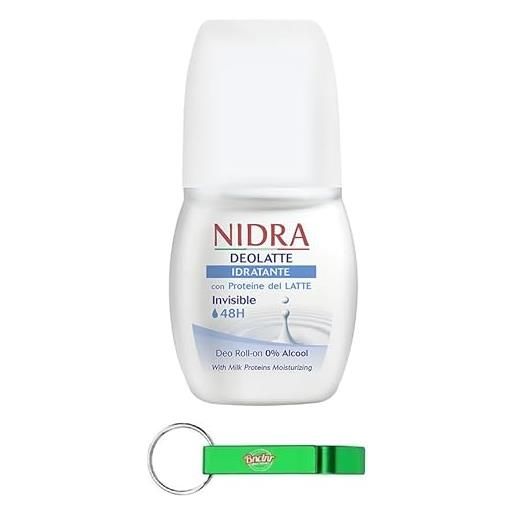 Beni Culinari 12 deodoranti nidra deodoranti idratante roll-on con proteine del latte 0% alcool 50 ml + portachiavi gratuito Beni Culinari