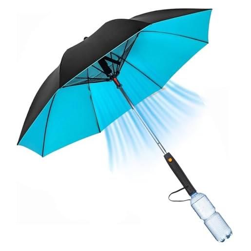 Generico ombrello con ventilatore e nebulizzatore, ombrello da sole anti uv spf 50, 3 in 1 ombrello pieghevole antivento, ombrello rinfrescante per uomo donna