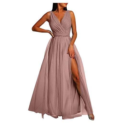 HAOLEI vestito donna da sera con spalline abito da festa scintillante a trapezio altalena abito da donna vintage con paillettes anni '20 con frange sexy maniche scollo a v per matrimoni feste cocktail