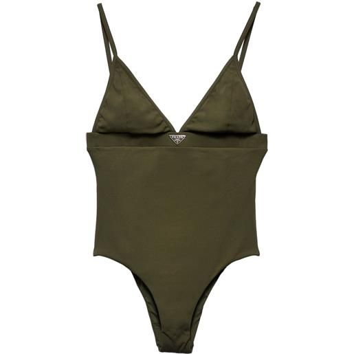 Prada costume intero con logo - verde