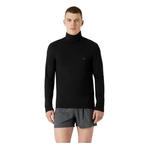 Emporio Armani men's turtle warm viscose t-shirt, nero, s uomo