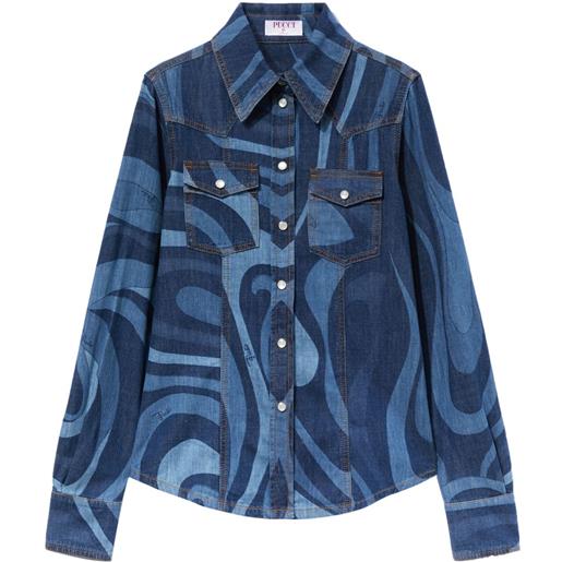 PUCCI gonna denim con stampa - blu