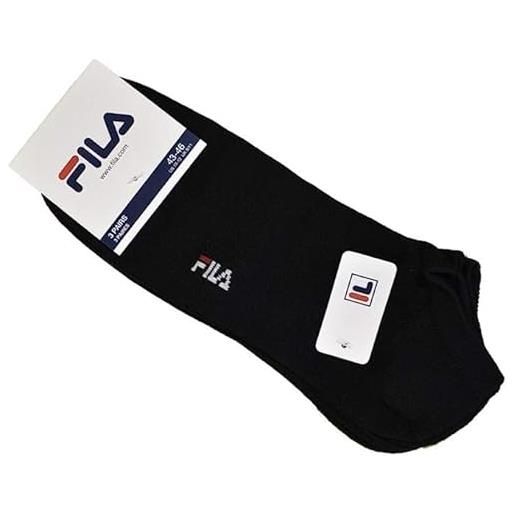 Fila 6 pezzi calze sportive, leggere in cotone mercerizzato, fantasmino invisibile, sneakers (6 pezzi nero, 39-42)
