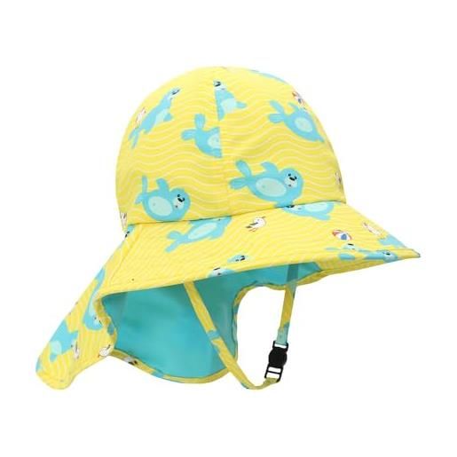 Zoocchini cappellino estivo con falda lunga protettiva - upf 50+ - foca - 2-4 y