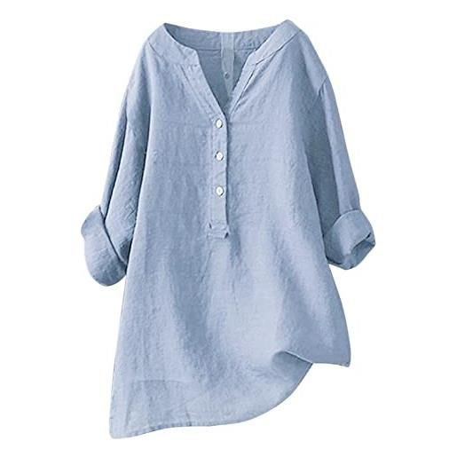 Generic 2024 camicetta da donna con bottoni patchwork stampati con scollo a v camicia menta camicie premaman per le donne, blu, m