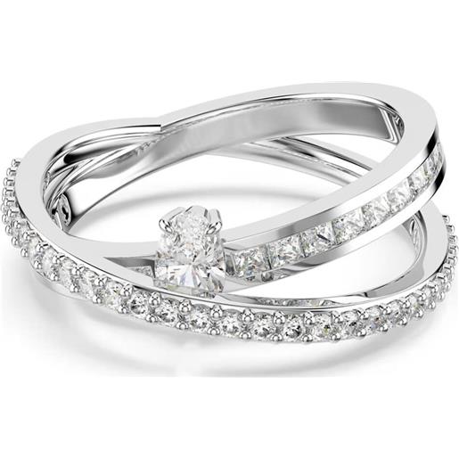 SWAROVSKI anello hyperbola, taglio misto, bianco, placcatura rodio 60