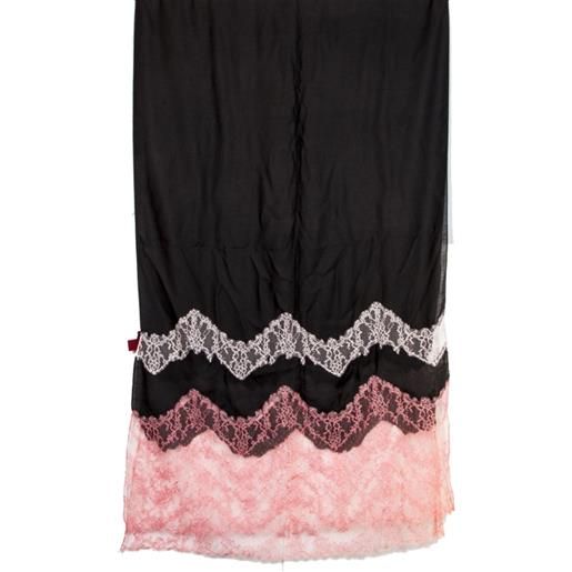 Valentino Garavani Pre-Owned - sciarpa con dettaglio in pizzo - donna - modal/cashmere - taglia unica - nero