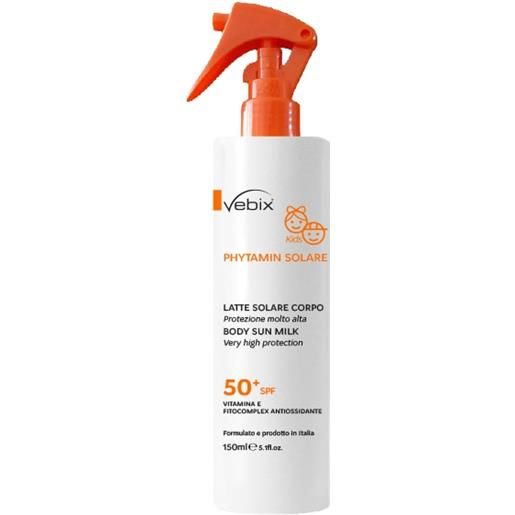 Vebix phytamin solare latte corpo no gas kids spf 50+ 150ml - 150ml