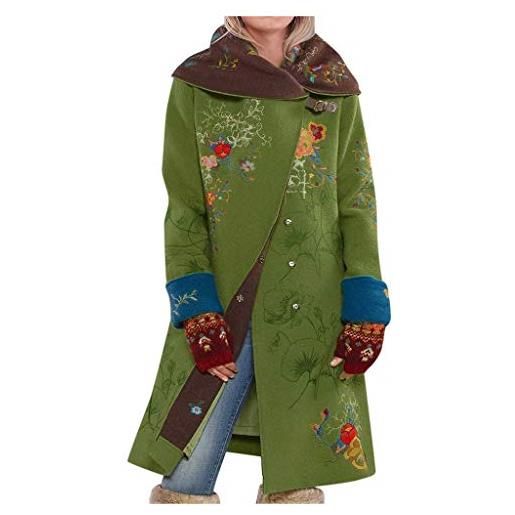 riou cappotto lungo stampa invernali giubbotto: trench giubbotto con cappuccio da donna a maniche lunghe parka capispalla caldo elegante giacca vintage stile etnico giacche a vento