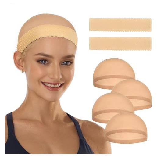 Hebterrka 2 tappi per parrucche, elasticizzati, traspiranti, senza scivolo, per la parte anteriore in pizzo, per parrucca con fascia per parrucche