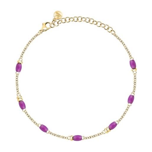 Morellato cavigliera donna in acciaio e pietra agata colorata, collezione summer colors - saxq20