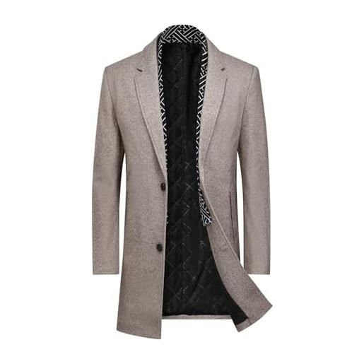 YOUTHUP cappotto da uomo in lana slim fit cappotto invernale elegante soprabito di media lunghezza