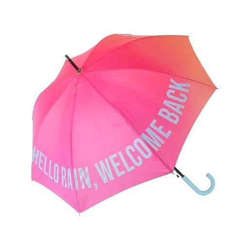 Fisura - ombrello grande rain, welcome back. Ombrello giovanile con gradiente di colore. Ombrello automatico con pulsante. Ombrello antivento resistente. Diametro di 106 centimetri. 