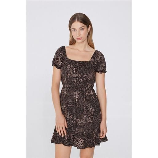 Tezenis vestito corto mezza manica tela viscosa donna marrone