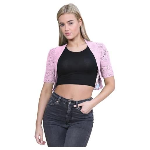 Janisramone donne signore nuovo crochet a maglia bolero shrug aperto davanti corto manica cardigan crop cima