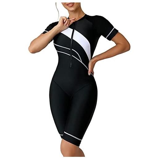 Maeau Costume Intero Donna Con Maniche Lunghe - Rash Guard Con Protezione UV 50+ E Zip - Ideale Per Surf, Piscina E Fitness