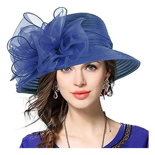 VECRY signora oaks derby vestito chiesa campana secchio matrimonio bombetta cappelli (marina)