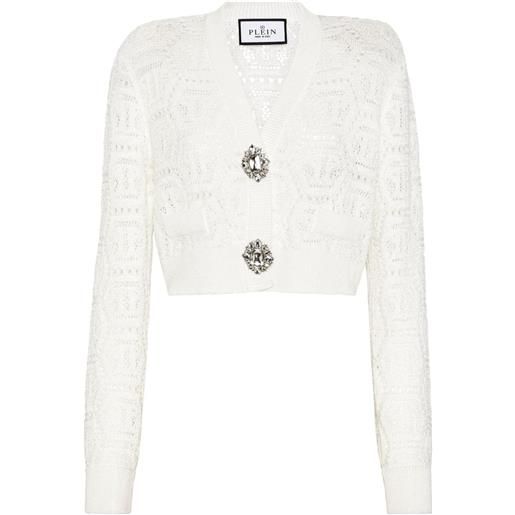 Philipp Plein cardigan all'uncinetto - bianco