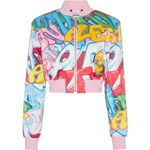 Philipp Plein bomber con stampa crop - rosa