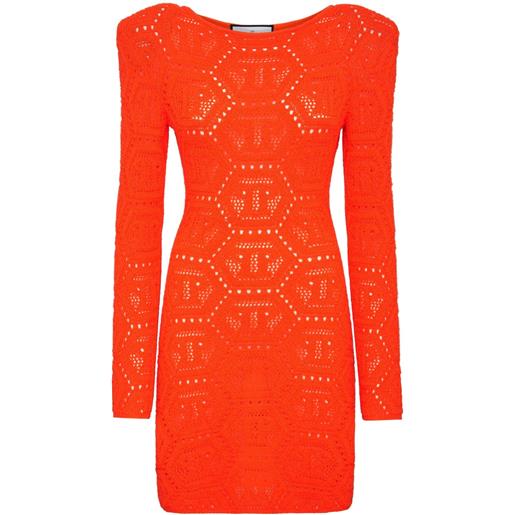 Philipp Plein abito corto con monogramma - arancione