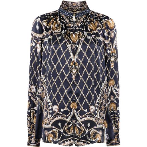 Camilla camicia con stampa - blu