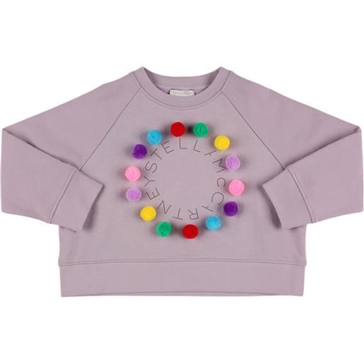 STELLA MCCARTNEY KIDS felpa in cotone con logo e pompom