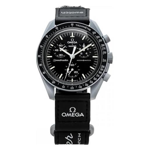 Swatch omega mission to the moon speedmaster nero, moderno, nero , moderno