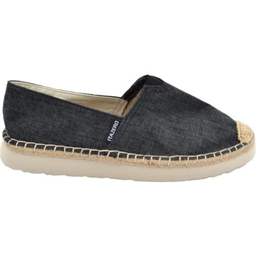 ITAZERO espadrillas uomo scarpe da barca in tela nero e corda con fondo interno memory suola esterna in paglia
