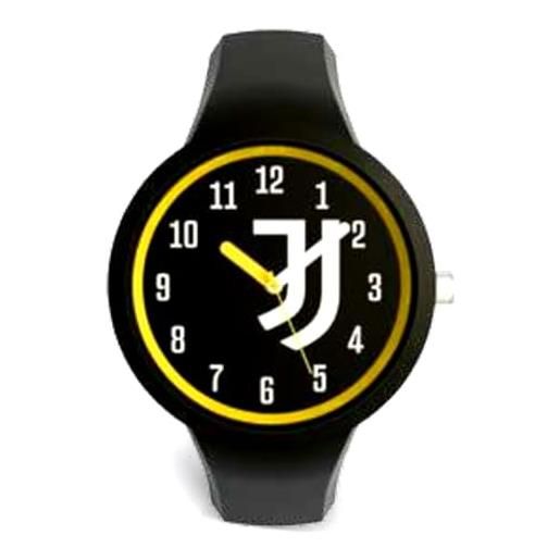 PRESTIGE & DELUXE orologio da polso lowell one kid juventu bianconeri cinturino in silicone nero - quadrante 34 mm nero in confezione + portachiave calcio