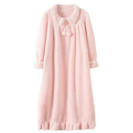 Thingimijigs Camicia Da Notte Lunga In Pile Donna Con Tasca A Marsupio - Calda E Morbida, Invernale, Grigio Stelle Bianche
