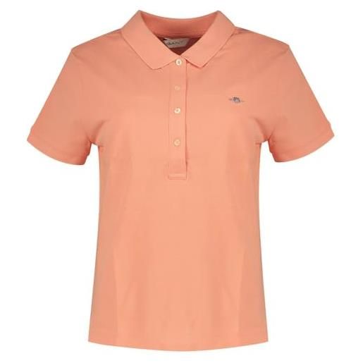 GANT slim sheild cap sleeve pique polo, rosa pesca, s donna