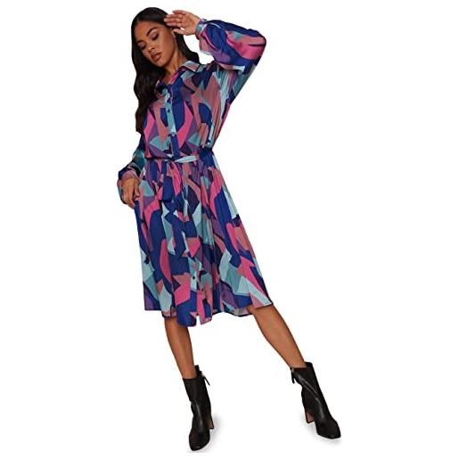 Chi Chi London graphic print shirt dress in multi vestito, 48 donna