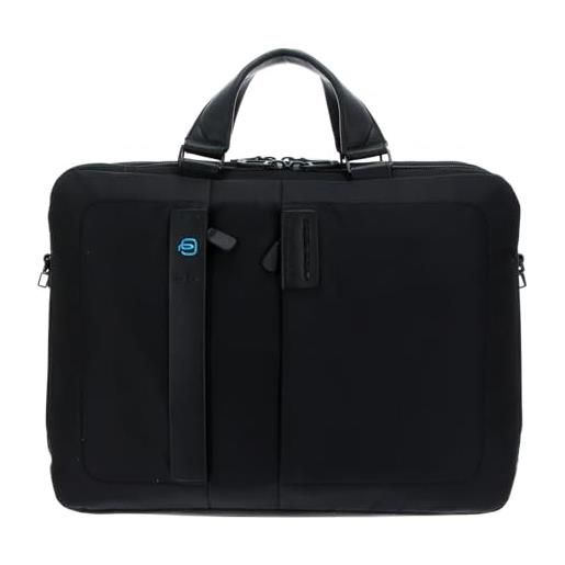 PIQUADRO pulse cartella organizer a due manici porta pc, tessuto, chevron/nero, 15.6 a due scomparti