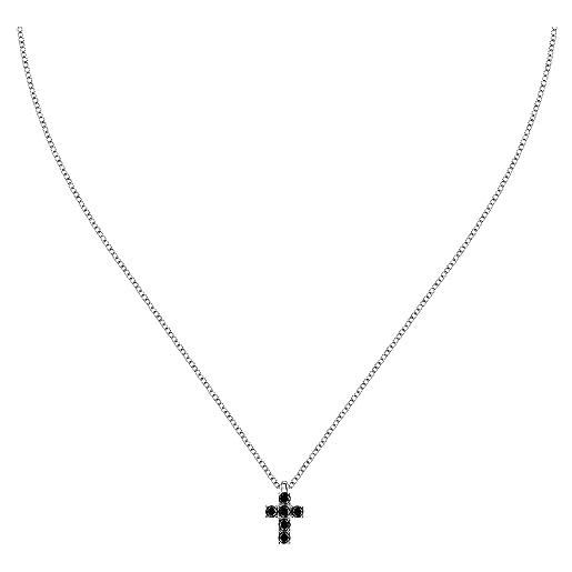 Morellato collana uomo in argento 925‰, zirconi, collezione tennis, croce - satt13