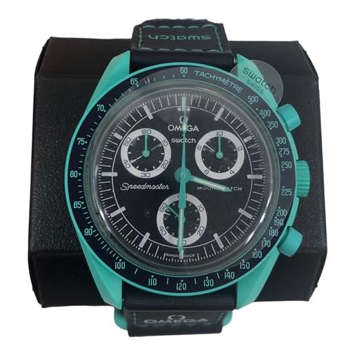 Swatch orologio da polso moonswatch omega x mission to earth polar lights in bioceramica