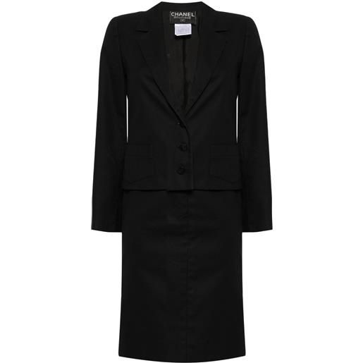 CHANEL Pre-Owned - tailleur monopetto con gonna 1998 - donna - cotone/seta - 36 - nero