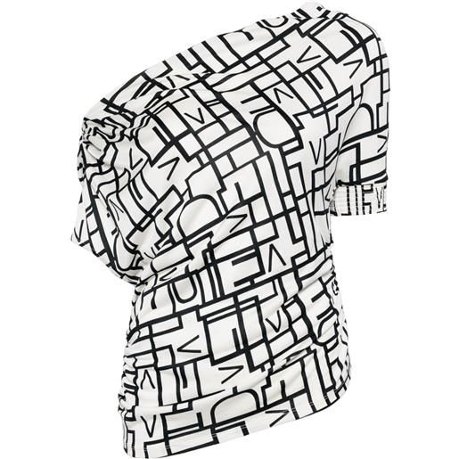 DVF Diane von Furstenberg top percy monospalla con stampa - bianco