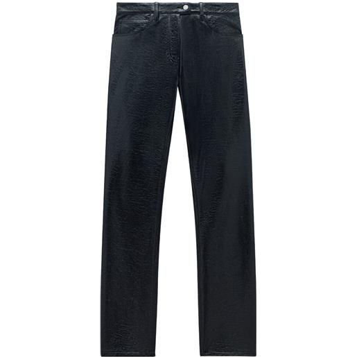 Courrèges pantaloni dritti in vinile con 5 tasche - nero