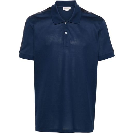 Alexander McQueen polo con banda logo - blu