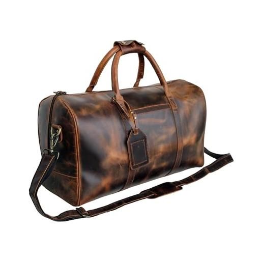 Borsa Da Viaggio In Vera Pelle Di Bufalo - Con Ruote, Manico Telescopico, Nero, L - Foto 6