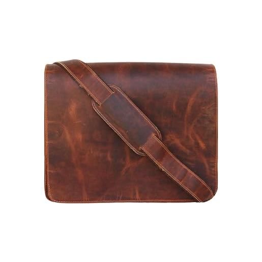 Jaald 33 cm tracolla in pelle valigetta borsello sacchetto del messaggero borsone a spalla per ufficio vintage uomo borsa del portatile leather laptop briefcase messenger bag