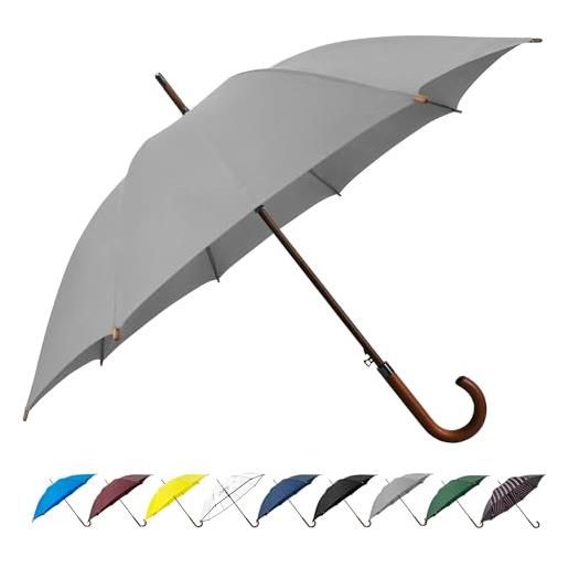 SoulRain - ombrello classico con manico in legno, apertura automatica, antivento, infrangibile, 122 cm…