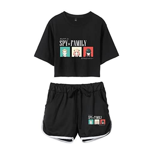 flowereyes spy x family set stampato donne e ragazze adolescenti sciolto casual top corto e pantaloncini tute anime anya forger costumi cosplay