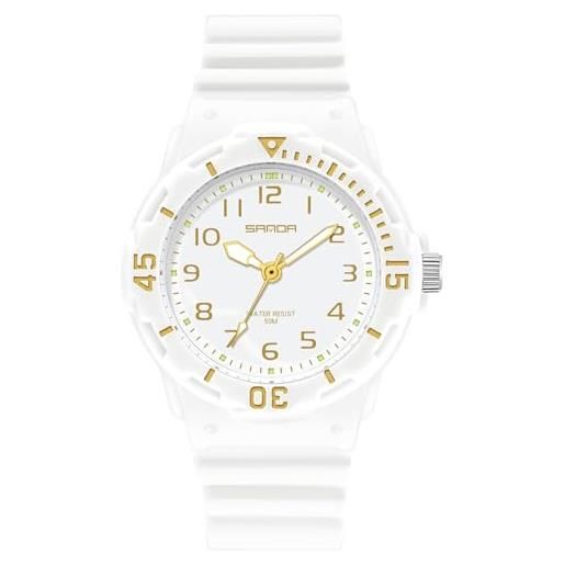 RORIOS orologio coppia quarzo orologio da polso uomo donna orologio minimalista casual orologio moda resina orologio luminosi analogico per ragazze oro bianco a