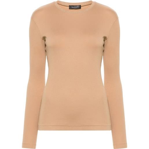 Fabiana Filippi t-shirt con colletto in maglia - toni neutri