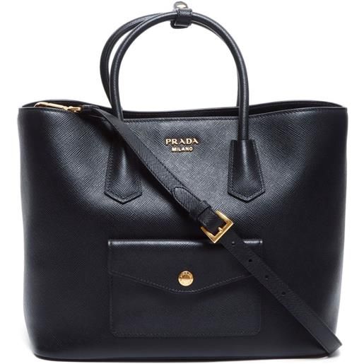 Prada Pre-Owned - borsa two-way con logo - donna - pelle di vitello - taglia unica - nero