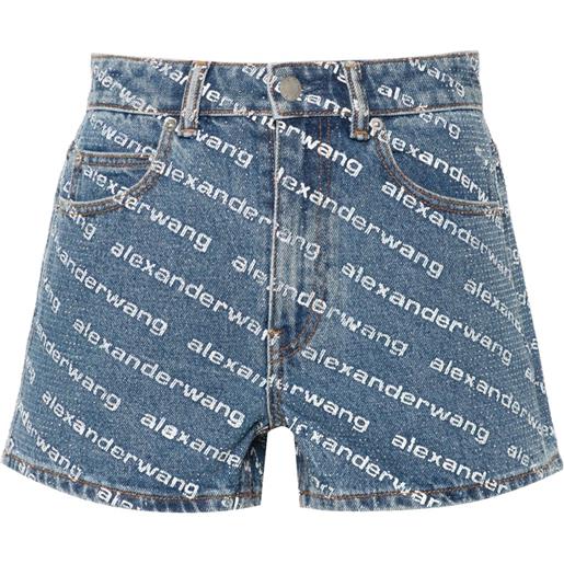 Alexander Wang shorts denim con strass - blu