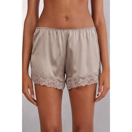 Intimissimi pantaloncino in seta con pizzo naturale