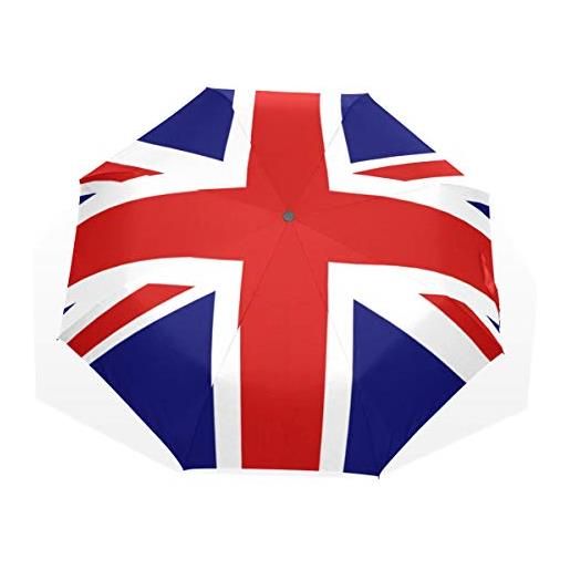 ISAOA ombrello pieghevole automatico da viaggio, unione jack, resistente al vento, protezione uv, per uomo o donna
