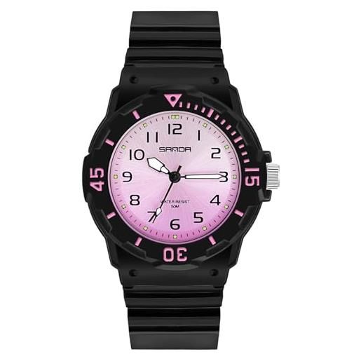 RORIOS orologio coppia quarzo orologio da polso uomo donna orologio minimalista casual orologio moda resina orologio luminosi analogico per ragazze rosso a